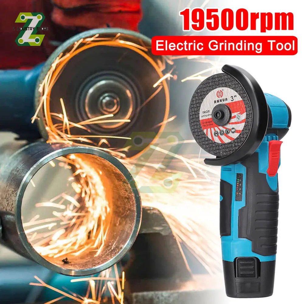 12v 19500rpm Handhold Wireless Electric Angle Grinder Polishing Machine Cutting Machine Power Tool Without Battery
