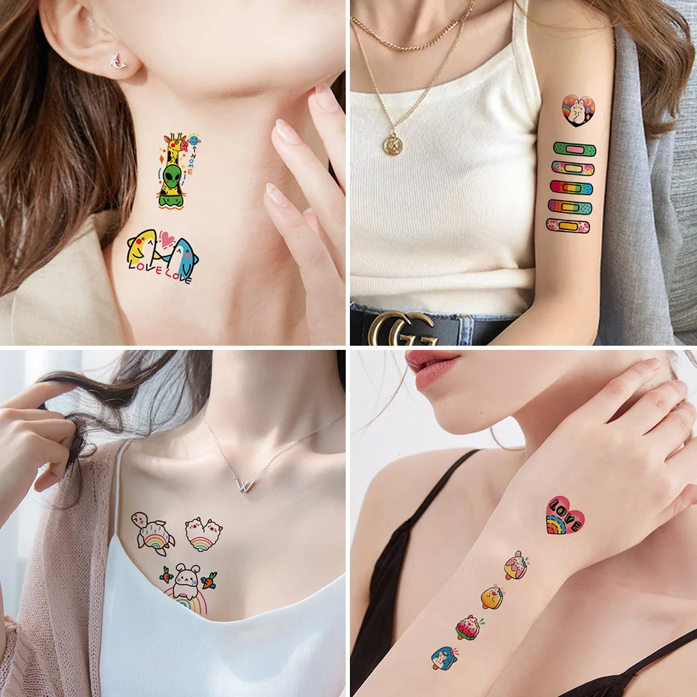 30 Pz/set Ins Serie Colorato Arcobaleno Espressione Adesivo Del Tatuaggio Viso Mano Bella Body Art Falso Tatoo Temporaneo Impermeabile Taty - immagine 6