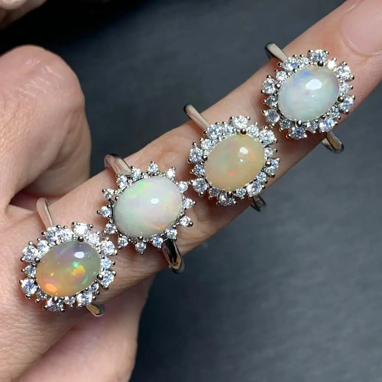 OVAL natural fire opal RING Australia white copper Fine Jewelry Luxury Stones Wholesale Healing Energy Gift Lucky Jewelry