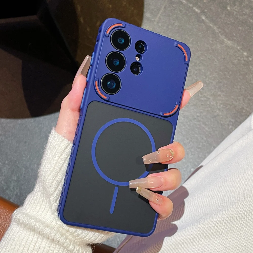 Sleek Armor Magnetic Matte Wireless Charging Phone Case with Heat Dissipation & Camera Protection