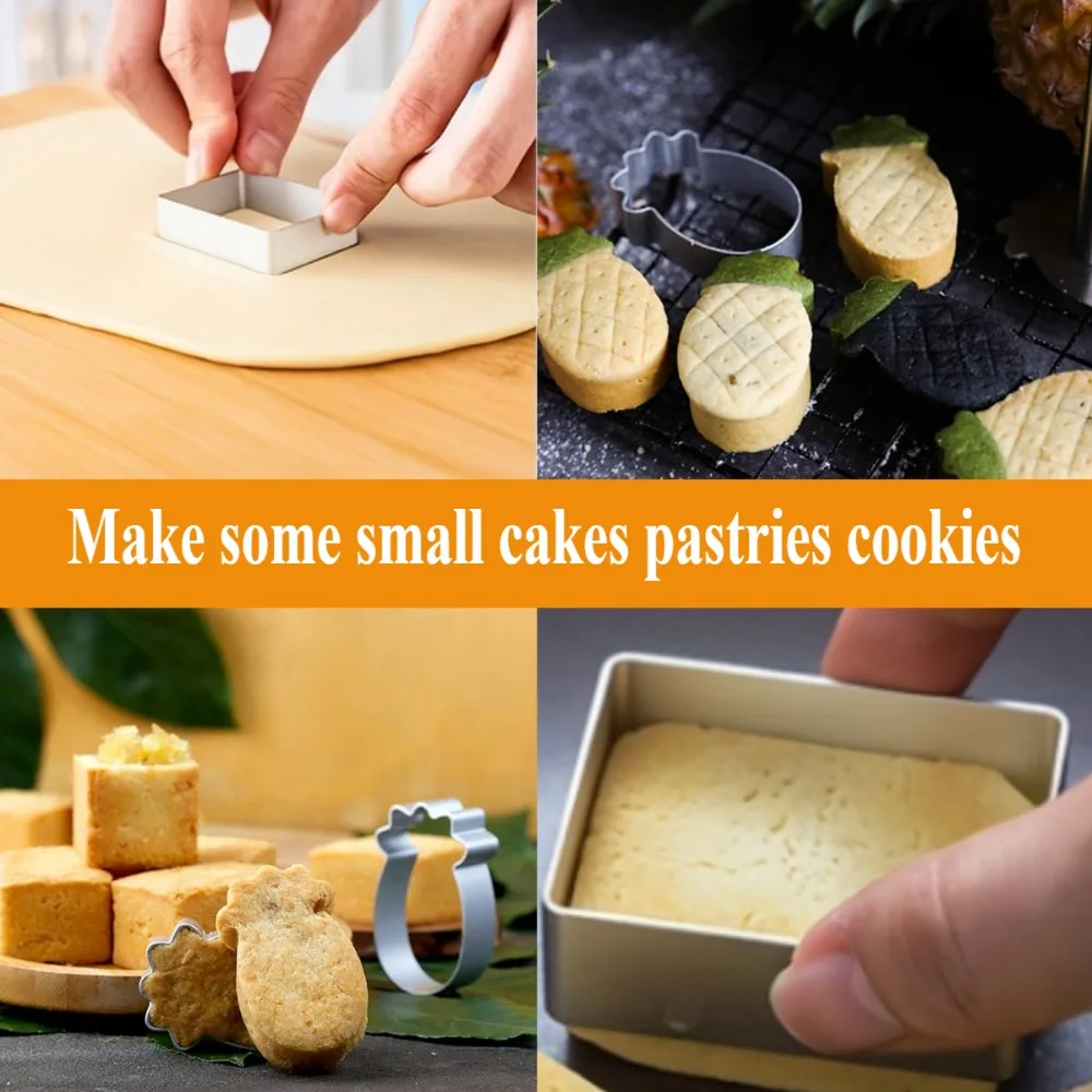 10PCS Ananas Knackige Form Rechteck Käse Kuchen Formen DIY Mini Käsekuchen Cookie Gebäck Backform für Küche Backen werkzeuge – Detail 6