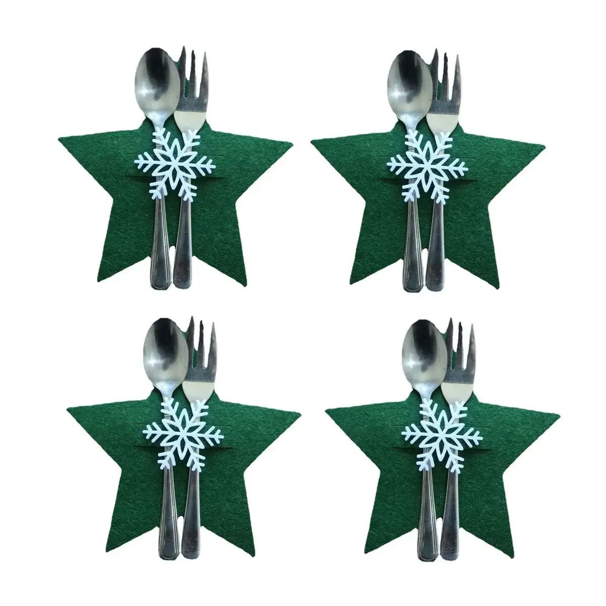 thumbnail image 1 of Suministros para fiestas Árbol de Navidad de Papá Noel Copo de nieve Decoraciones de mesa Organizador de vajilla Porta cuchillos y tenedores Bolsa para cubiertos, 1 of 5