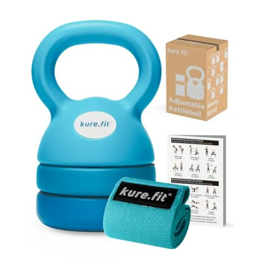 Black Adjustable Dumbbell (5 lbs) and Blue Adjustable Kettlebell (12 lbs) Bundle