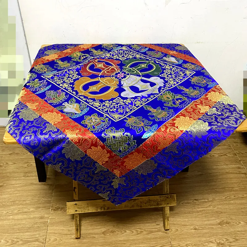 

Wholesale Buddhist supply Tibet family home Buddhism Temple eight Auspicious Embroidery Vajra Buddha Altar Table cloth Deco