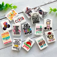10pcs New Mini Printed Silicone Beads Food Grade Baby Toy Pacifier Chain For Jewelry Making DIY necklace Accessories 2
