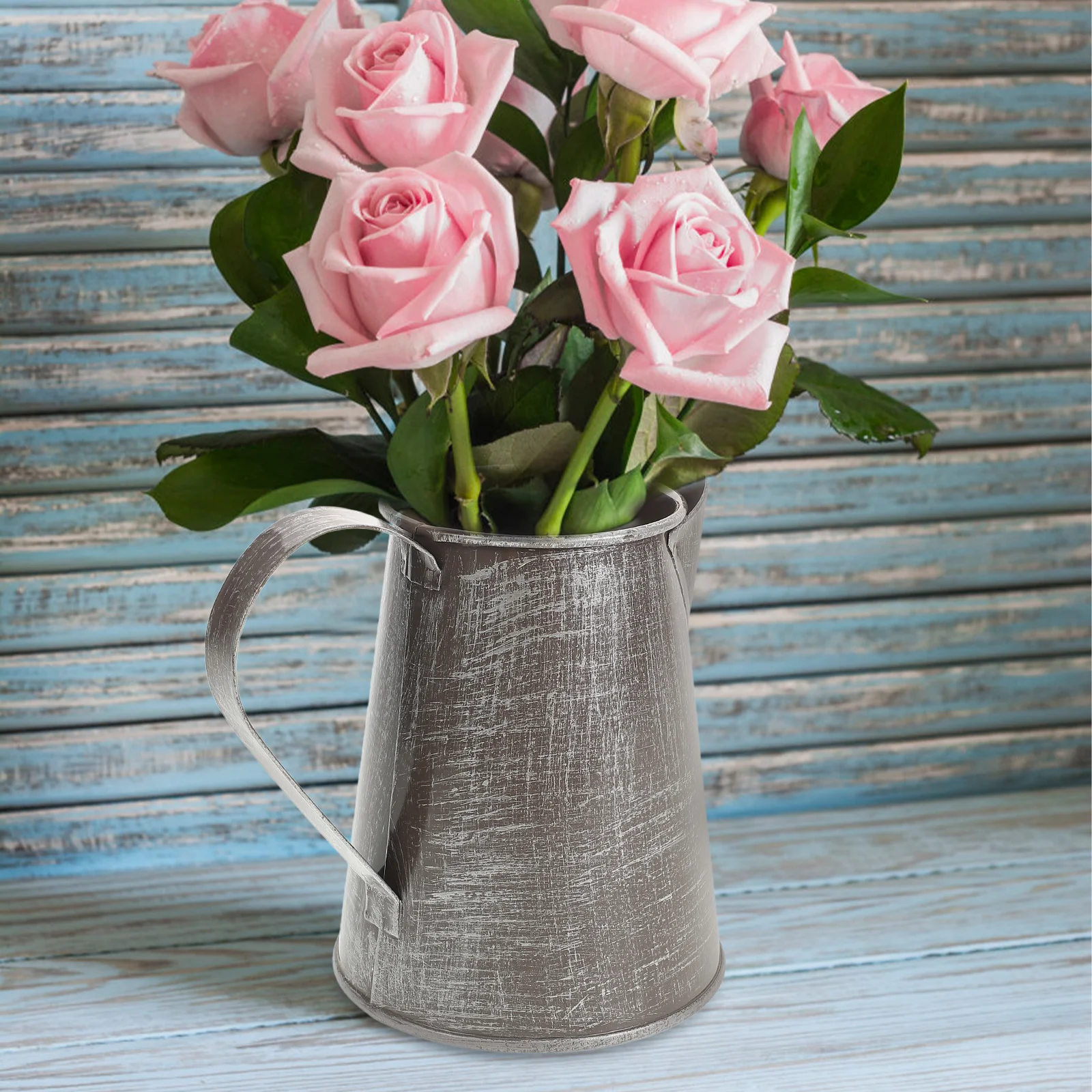 Unusual Iron Flower Pot Dried Bouquet Creative Holder Milk Jug Vase Vintage Ornaments 6
