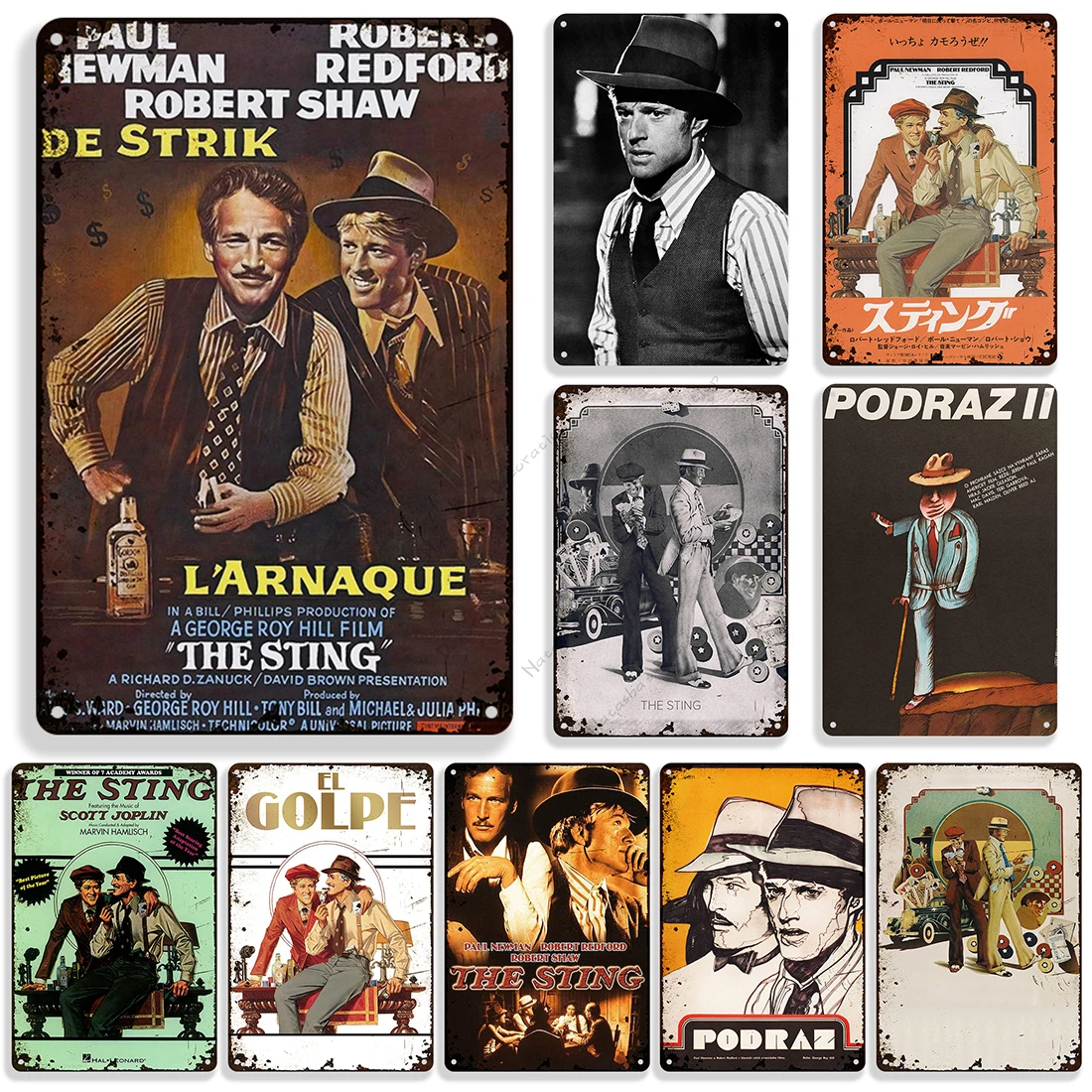 Classic Movie Poster The Sting Vintage Poster Retro Metal Sign Cinema Theatre Club Home Bar Targa In Metallo Wall Industrial Decor