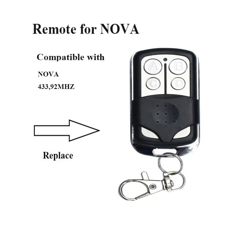 Control remoto inalámbrico para puerta de garaje, Compatible con NOVA 433MHz, código rodante, reemplazo de abridores de puerta