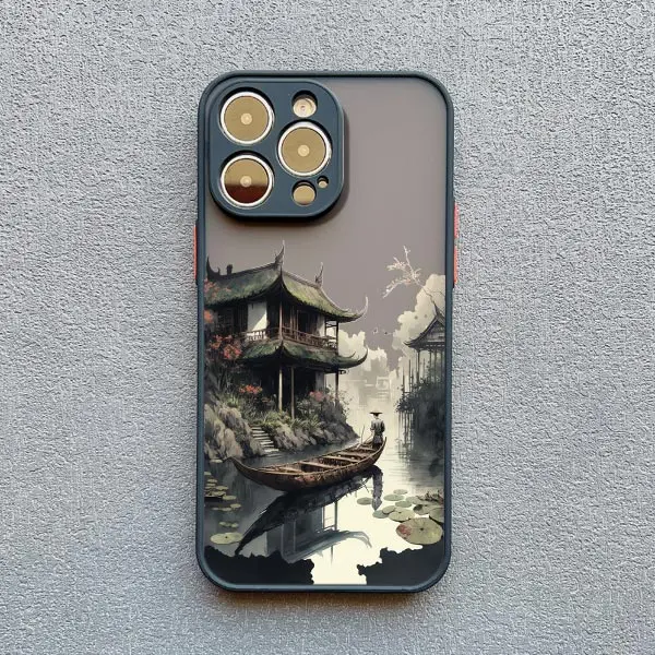 Vintage Tinte und waschen Landschaft Malerei Handy hülle für iPhone 12 13 Mini 11 Pro Max 15 14 13 Pro Max XS X XR Se2 7 8 Plus Abdeckungen – Detail 11