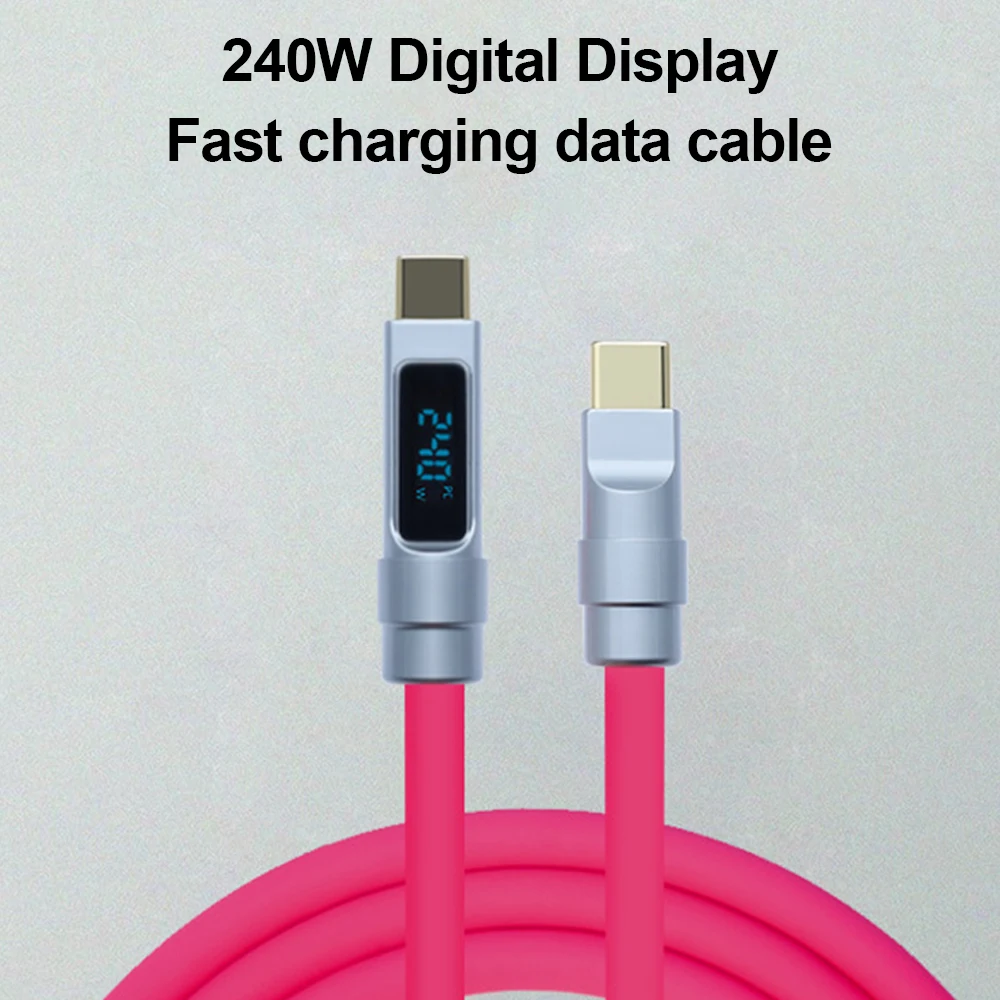240W 액상 실리콘 디지털 디스플레이 USB C to Type C 케이블 고속 충전 케이블 데이터 코드 아이폰 15 16 17 Pro 노트북 삼성용