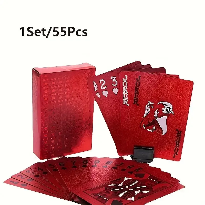 Plastic Playing Cards Red plastic playing cards PVC poker waterproof washable Parker rustic gold Year of the Dragon creative thickened card customized