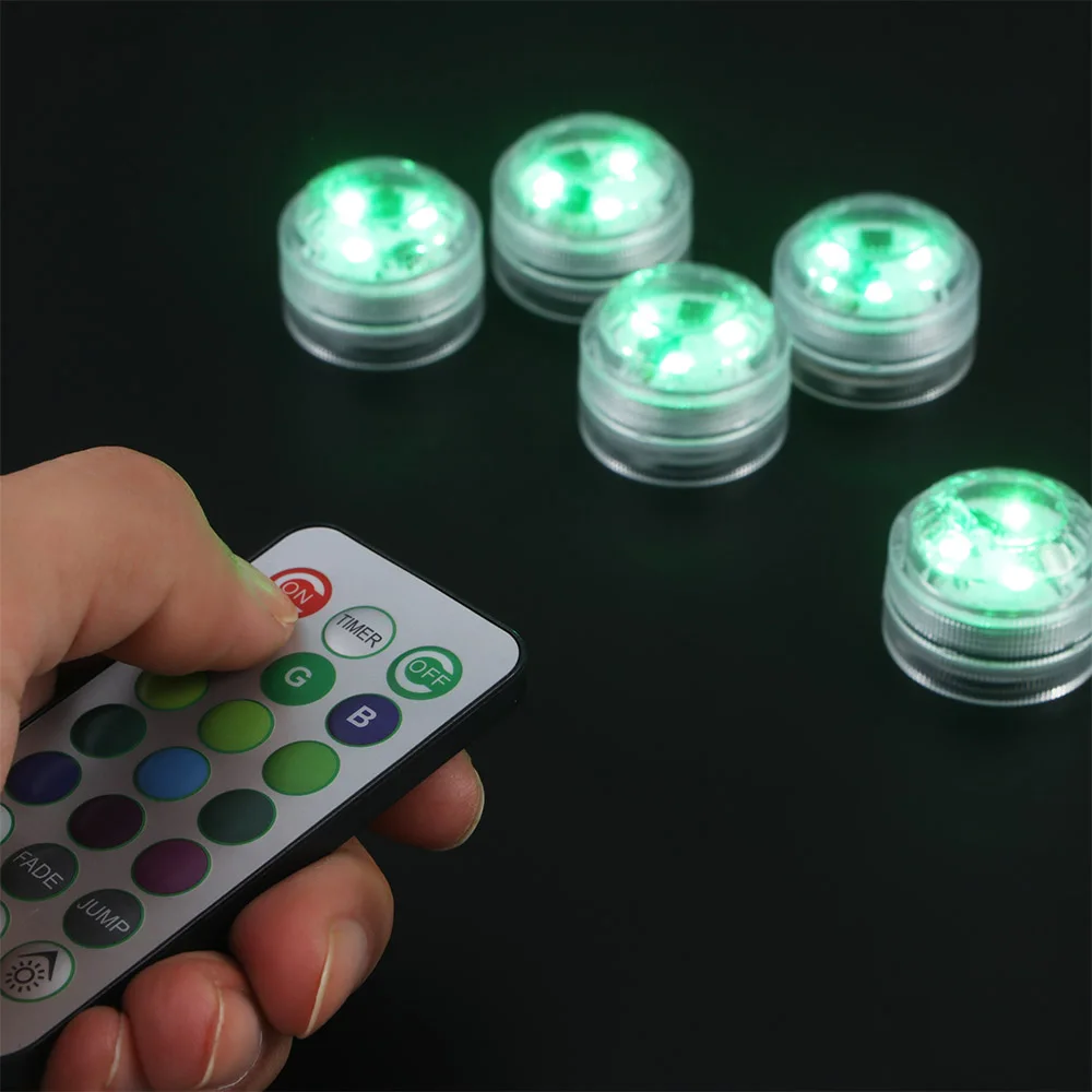 LED Light Remote Control Night Lights For Wedding Tea Light Hot Tub Pond Pool Bathtub Aquarium Party Vase Decor 3