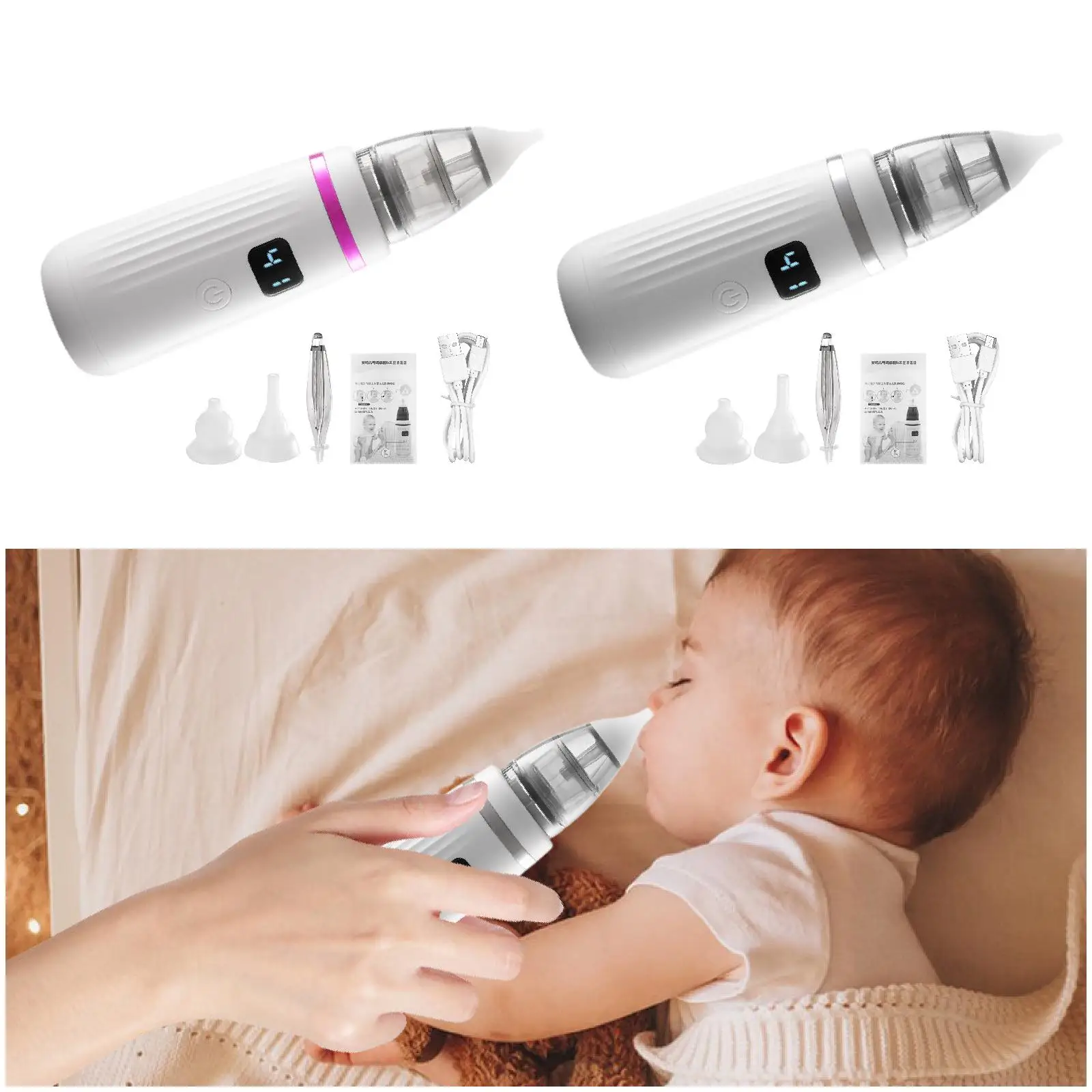 Electric Baby Nasal Cleaner Portable USB Powered 5 Suction Levels for Travel