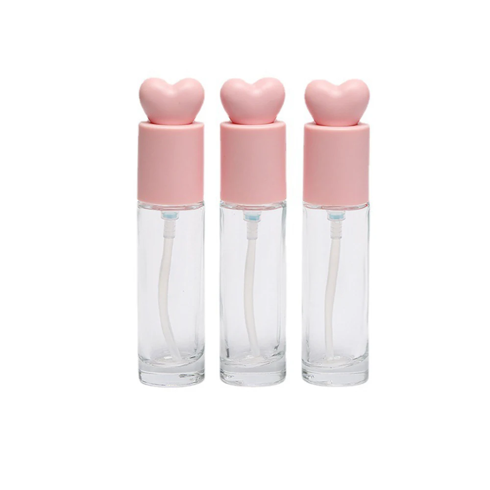 Elegant Pink Heart Glass Bottle with Pump - 30ml Cosmetic Container