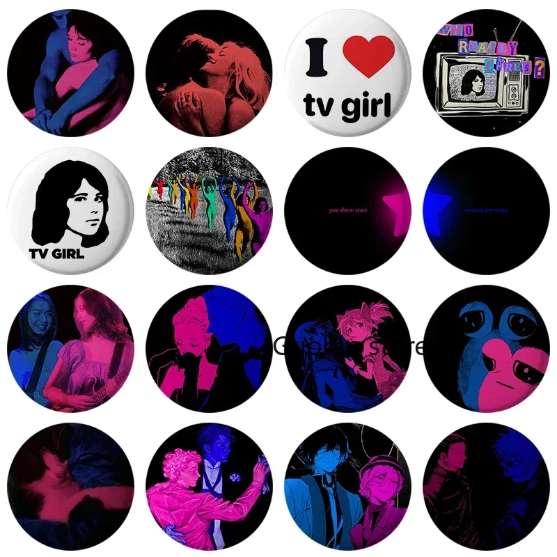 Metal Brooch Pop Tv Girl Button Pin Collar Badge for Backpack 58mm