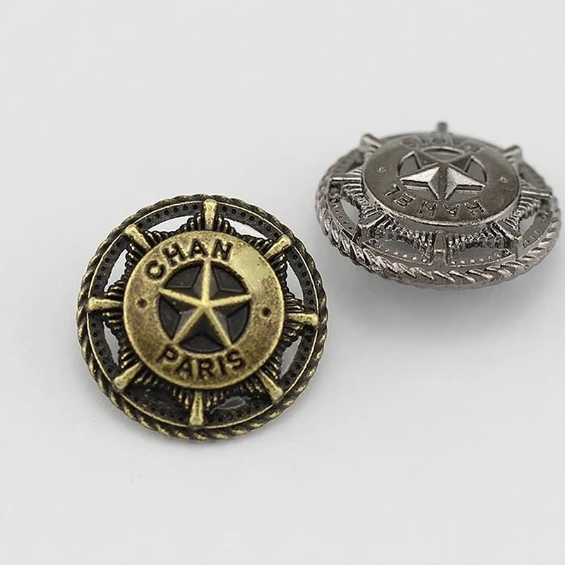 50pcs/pack of New High-grade Metal Personality Hollow Star Buttons DIY Retro Windbreaker Coat Decorative Buttons