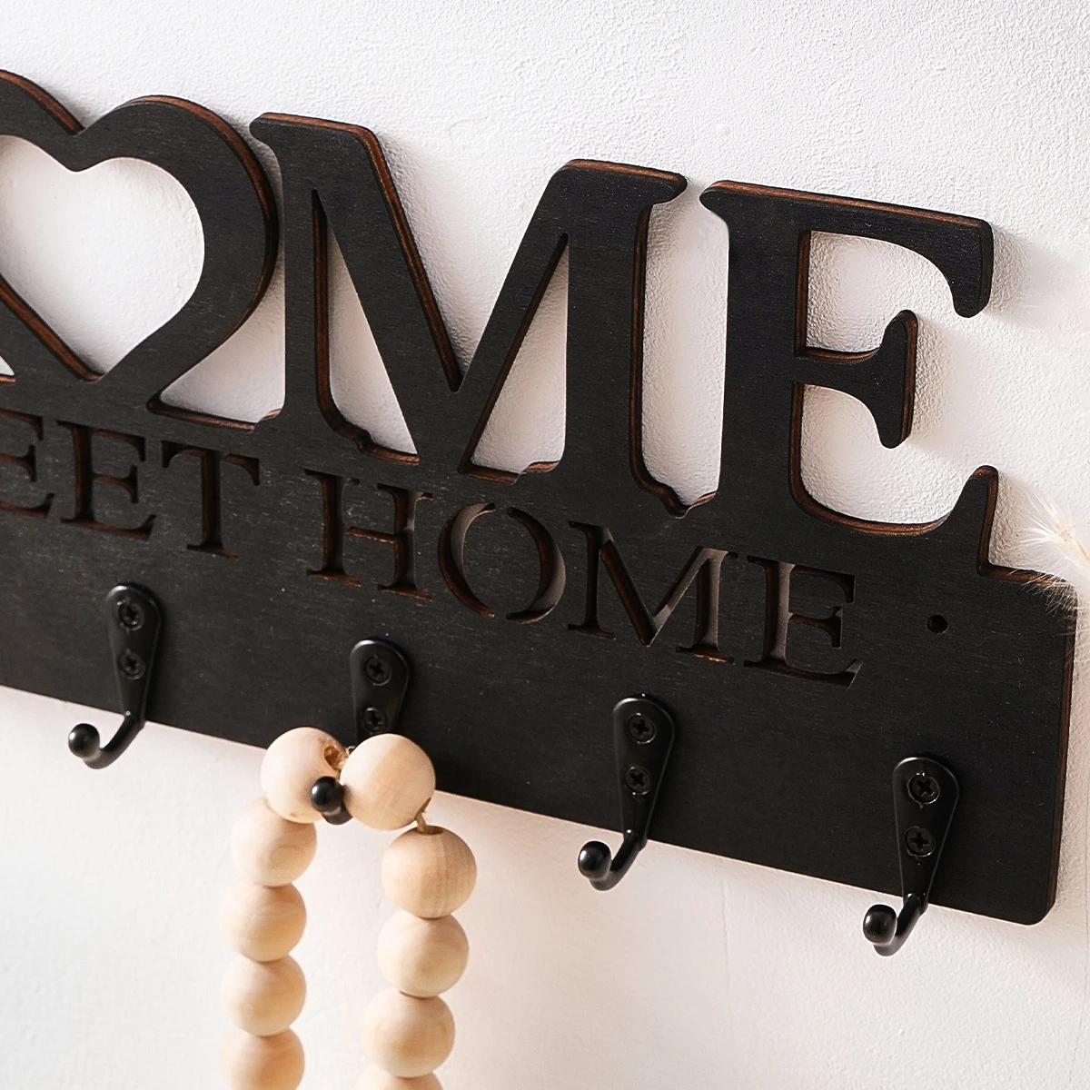 1PC, creative and simple wooden wall decoration hook, suitable for key and storage room wall decoration and storage