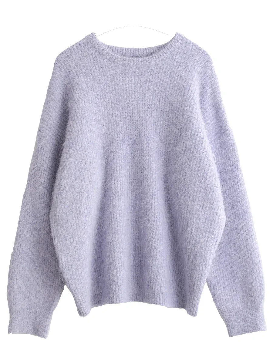 CHIC VEN Women Sweater Long Sleeve Pullover Solid Loose O Neck Soft Alpaca Female Tops Woman Knitwear Jumpers Spring Autumn 2024 6