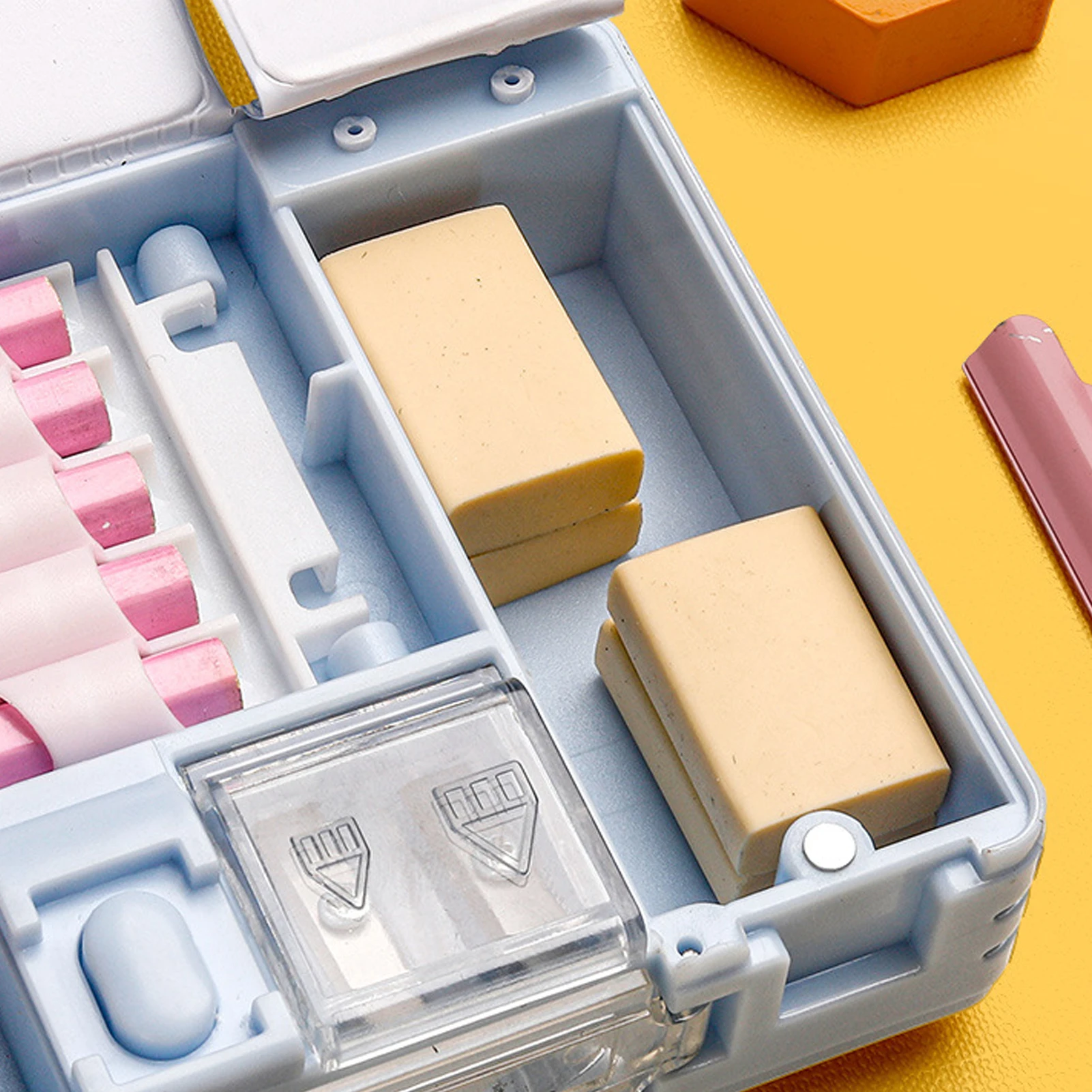 Pen Case Pencil Bag Cute Cartoon  Double Sided Inbuilt Sharpener Portable Large Capacity Large Pencil Case for Kids School