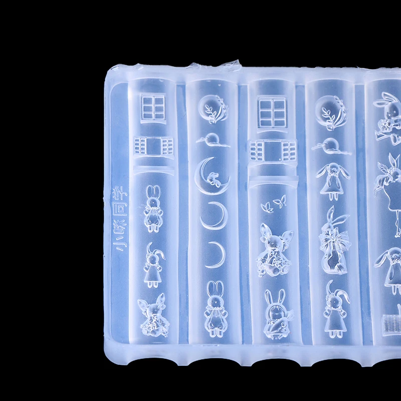 **1PC 귀여운 네일 몰드 실리콘 토끼 파라다이스 문 캐슬 아트 우아한 유화 스타일 네일 입체 템플릿 몰드**
