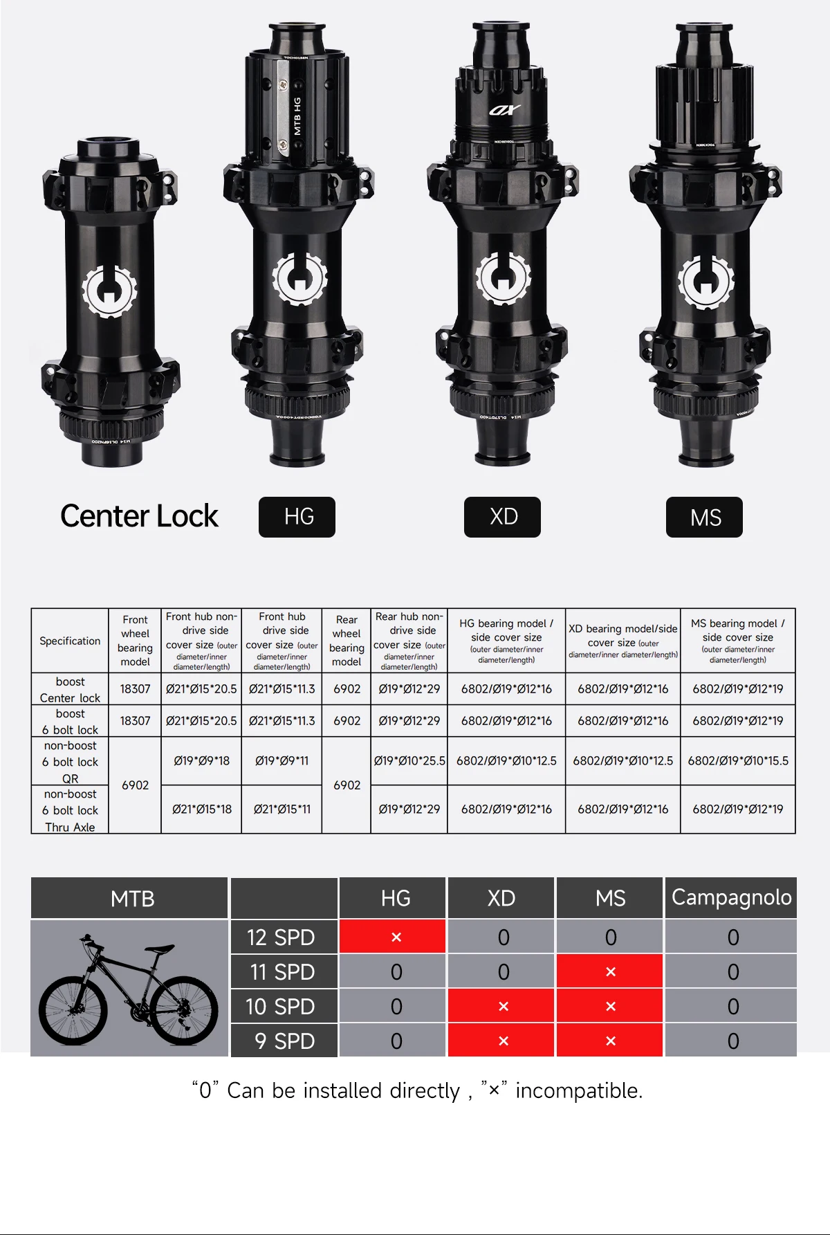 Bicycle MTB Hub Center/6Bolt Brake Boost 36T Ratchet 28H Integrated AL7075 HG/XD/MS