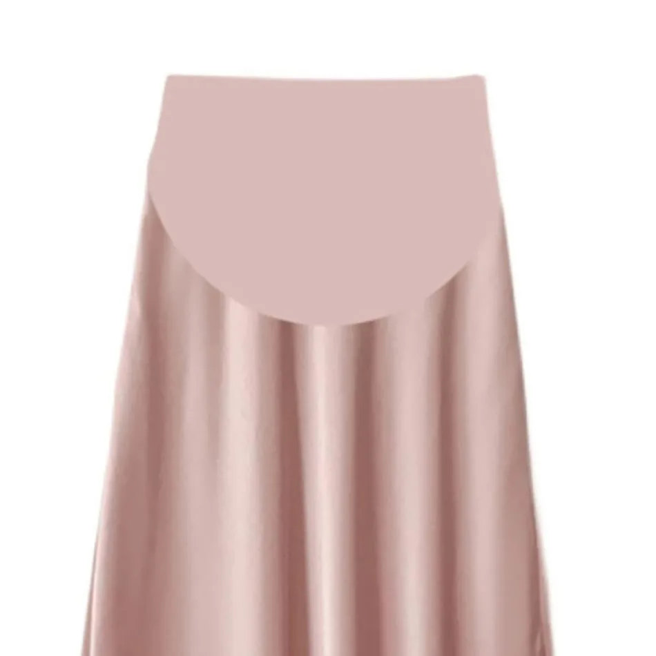 임산부 프렌치 새틴 하프 스커트, 부드럽고 슬림, 다용도 A 라인 우산 스커트, 여름 임신