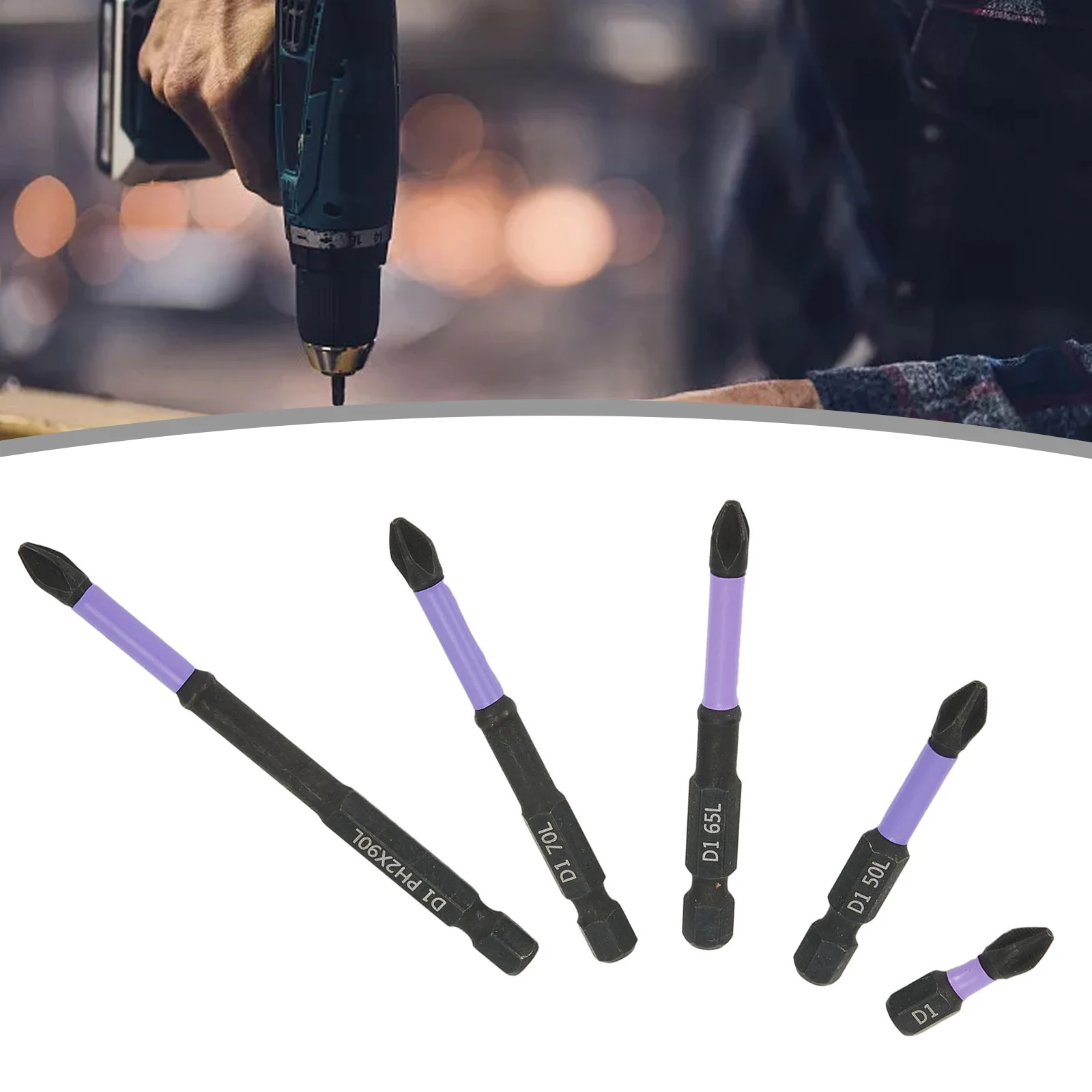 

5 шт., Набор бит для отвертки PH2, 25/50/65/70/90 мм