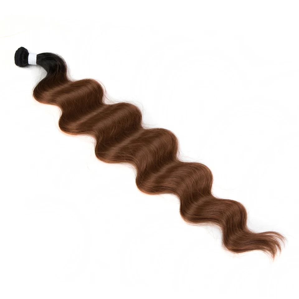 26 Inch Body Wave Ponytail Hair Bundles Synthetic Hair Weave Ombre Brown 100g High Temperature Fiber Extension hair extensions