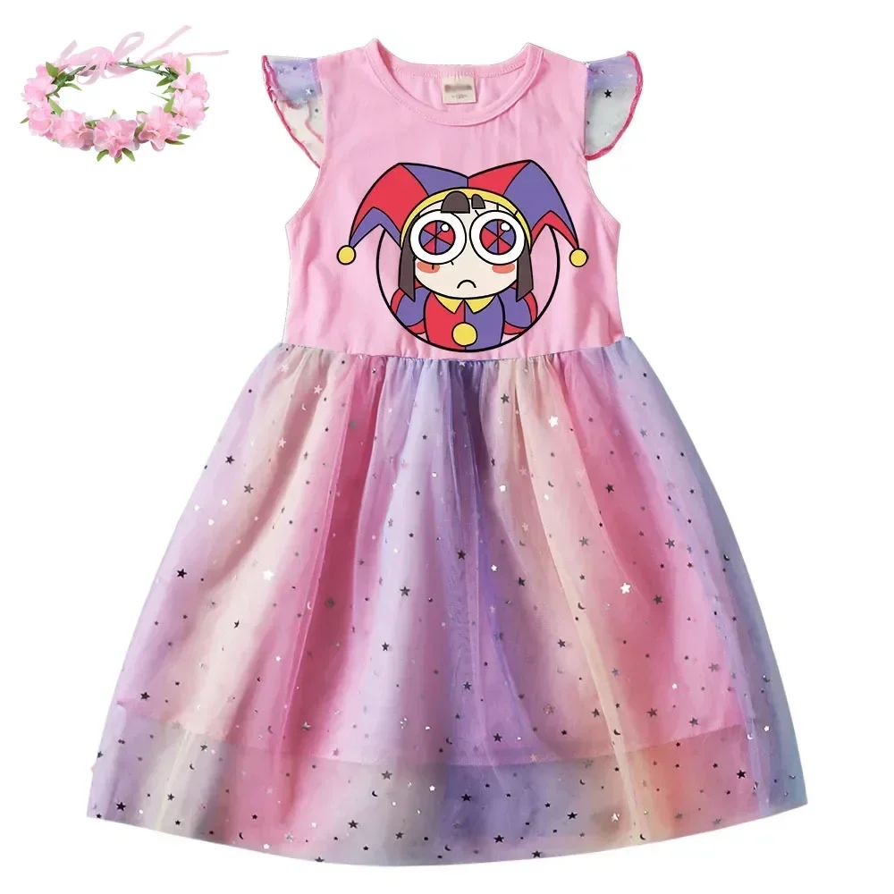 

The Amazing Digital Circus Pomni Jax Dress Baby Girls Casual Dresses Toddler Girl Cartoon Outfits Children's Princess Vestidos