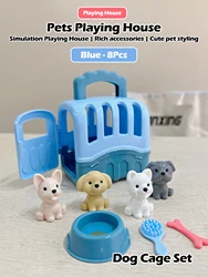 Adorable Dog Toy Basket Set with Dog Doll and Accessories for Playtime & Holiday Decor (8pcs BLue dog)