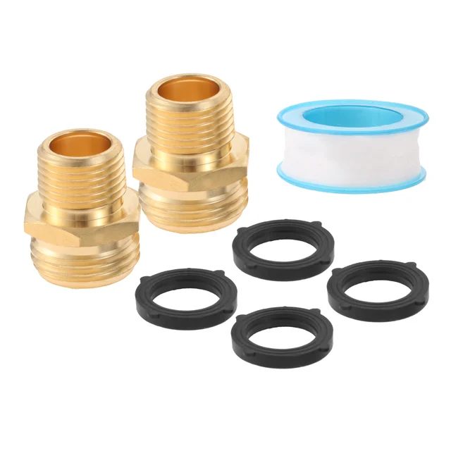 2Sets 3/4 "Ght Hím - 1/2" Npt Szilárd Sárgaréz Kerti Tömlőszerelvények Adapter Nagy Teherbírású Csaptelep Vezető Csatlakozó - Image 4