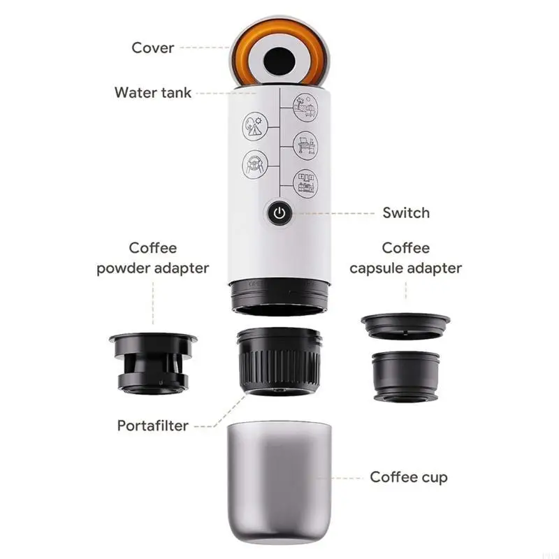 Rechargeable Coffee Maker Travel Friendly Espresso Coffee Machine Plastic Texture Suitable for Multifuntional Brewing