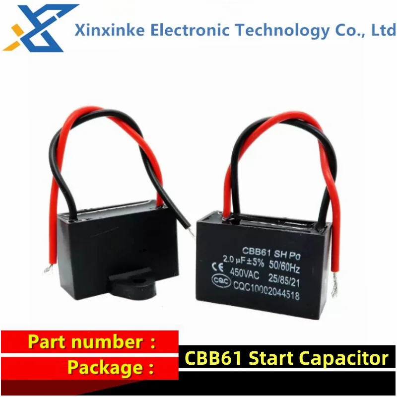 Cbb61 450V Condensatore Di Avviamento Ventilatore A Soffitto Motore Di Scarico Condensatore Di Marcia Cbb 0.8Uf 1Uf 1.5Uf 1.8/2/2.5/3/4/5/6/7/8/10/12/