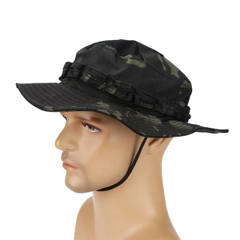 Cappello Tattico Boonie 2.0 in Rete Mimetica, Berretto da Combattimento Estivo Multicam per Sport all'Aperto, Allenamento, Pesca, Escursionismo, Campeggio e Caccia - immagine 5