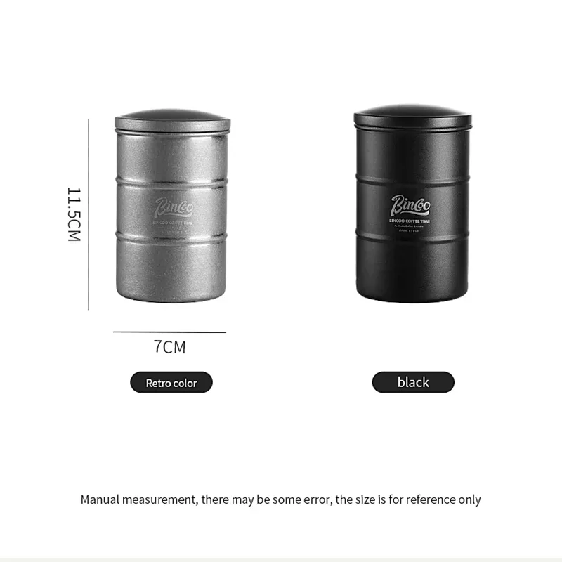 Stainless Steel Coffee Bean Airtight Cans Sealed Cans Outdoor Camping Kitchen Tin Storage Box Coffee Jar Canister Set 370ml 6
