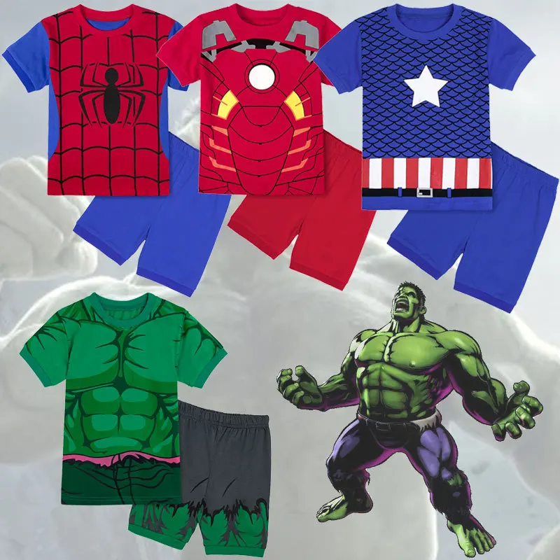 Marvels Hulk Hero Children's Pajamas Set Long-sleeved Trousers New Children's Home Wear Suit Boys and Girls Sleepwear