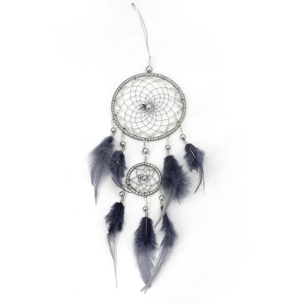 Gray Two-Ring Dream Catcher Wall Decoration Ins Style Home Dream Catcher Wall Decoration Pendant