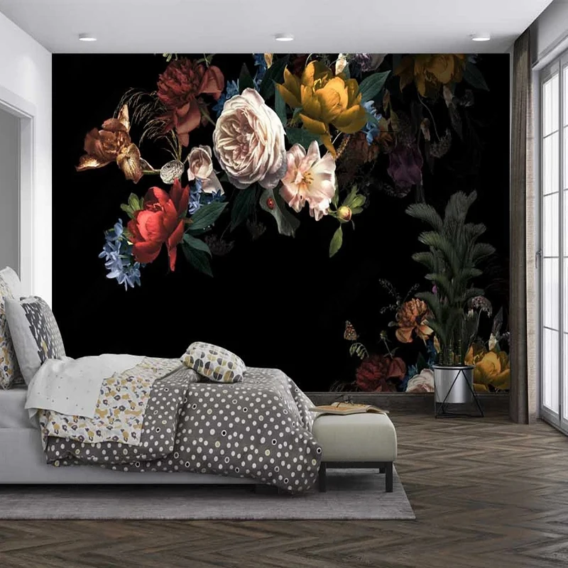 Personalizado Qualquer Tamanho Mural Papel de Parede Europeu Pastoral Flores Rosa Fundo Fresco Decoração da Sala Estar Quarto Romântico Mural