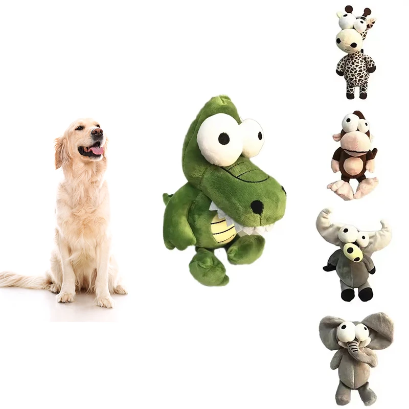 Pet Plush Toy Dog Sound Cute Animal Shape Toy Interactive Squeak Dog