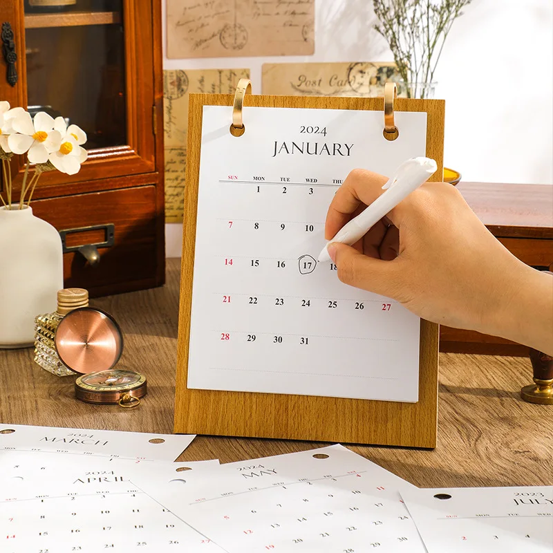 English Desk Calendar Retro Style Home Office Desktop Decoration Simple and Creative Unprinted Calendar