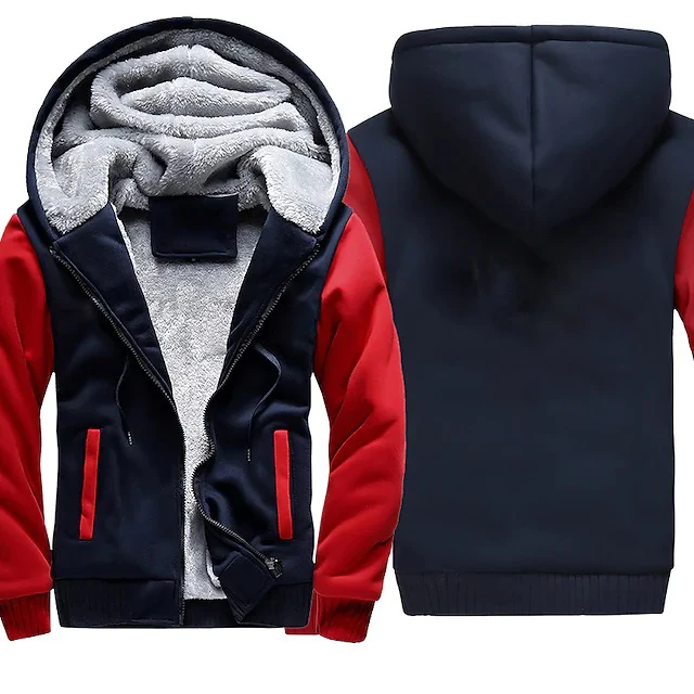 Azul Marino y Rojo - Chaqueta de Camuflaje con capucha para Hombre