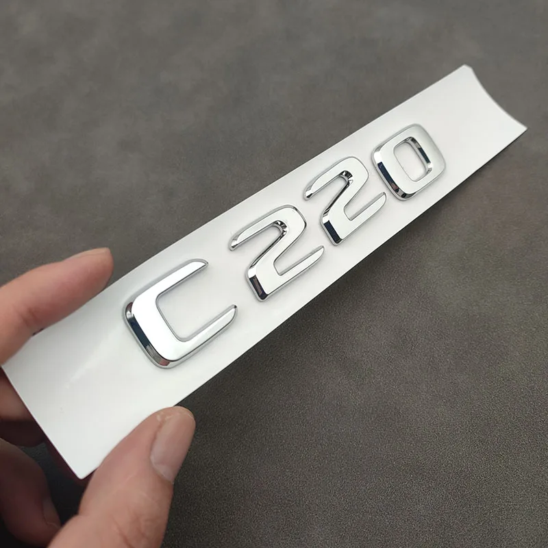 3d ABS Chrome Black Logo C220 Emblem Letters Car Trunk Badge For W204 W205 C 220 C220 Sticker Accessories
