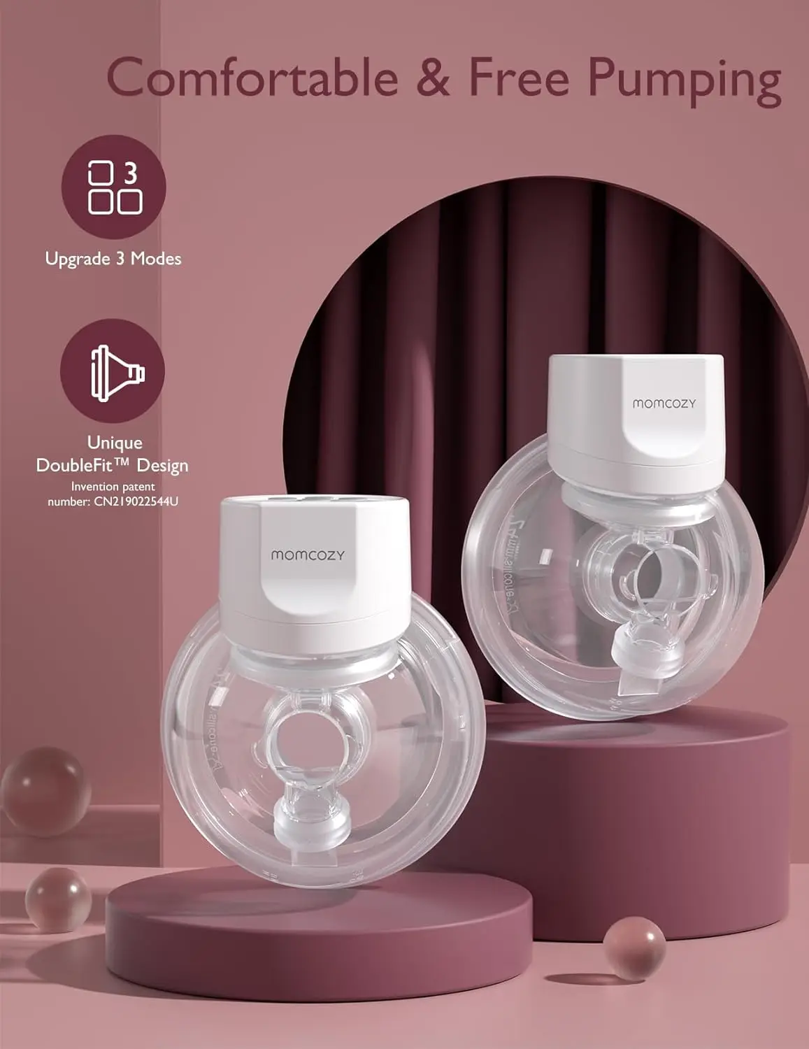 Momcozy Double Breast Pump S12 Pro Hands-Free, Wearable & Wireless Pump with Soft Double-Sealed Flange, 3 Modes & 9 Levels
