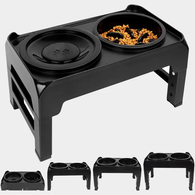 Elevated Dog Bowls, 2-in-1 Raised Slow Feeder Dog Bowls Stand with Anti Spill Water Bowl 4 Height for Large Medium Dogs, Elevated Dog Bowls, 2-in-1 Raised Slow Feeder Dog Bowls Stand with Anti Spill Water Bowl 4 Height for Large Medium Dogs,