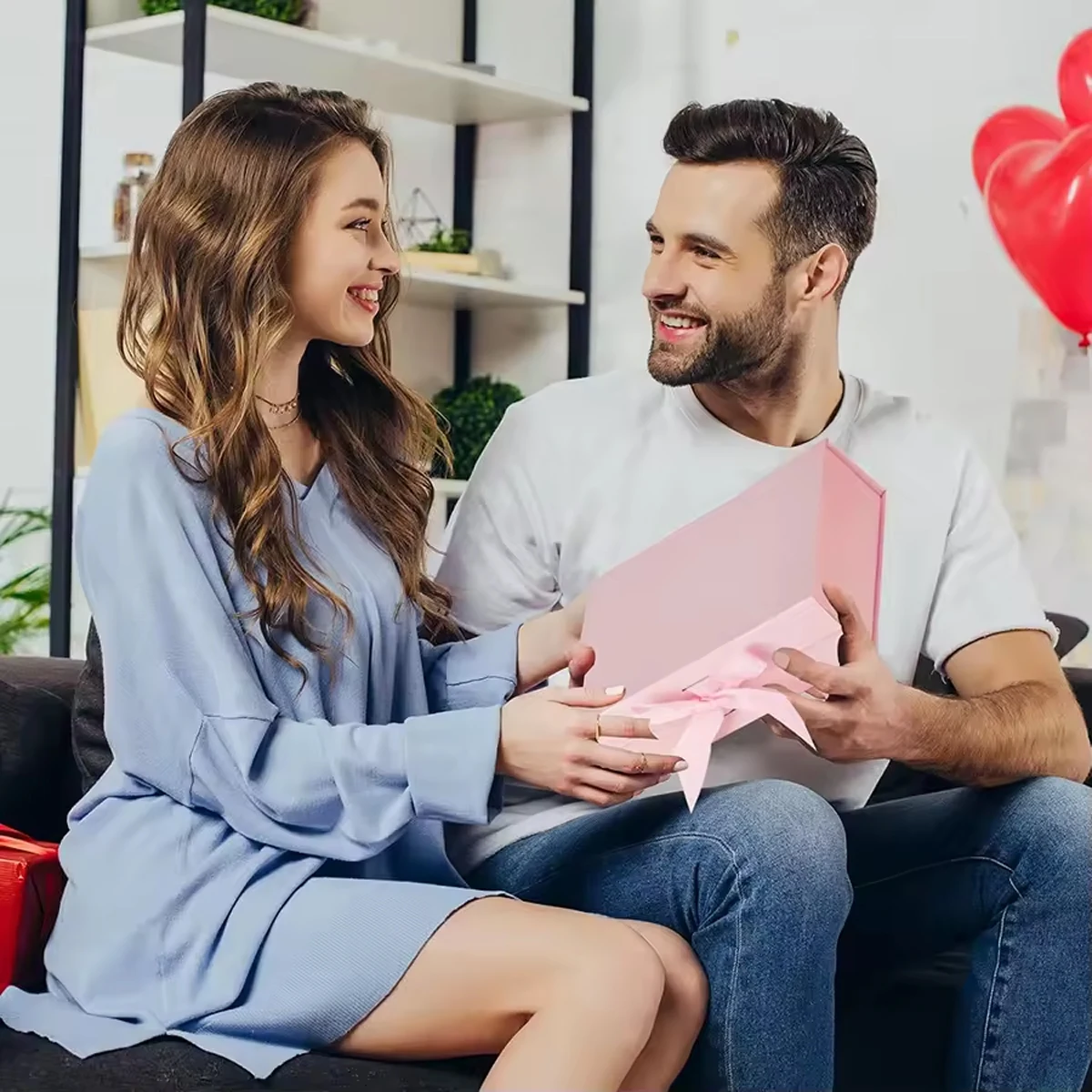 1/2pcs Pink Gift Box with Ribbon and Lid, Luxury Foldable Cardboard Gift Boxes for Enga... - SKU PGBR1052 - UGI Packaging