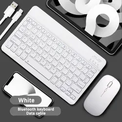 Slim Wireless Bluetooth Keyboard and Mouse for Tablets, Phones, and Laptops (WHITE)