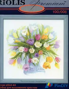 Riolis 100-008 Tulip Vase 35-35 Canvas Cross Stitch Embroidery Set Hobby Magic Room Decor Design  