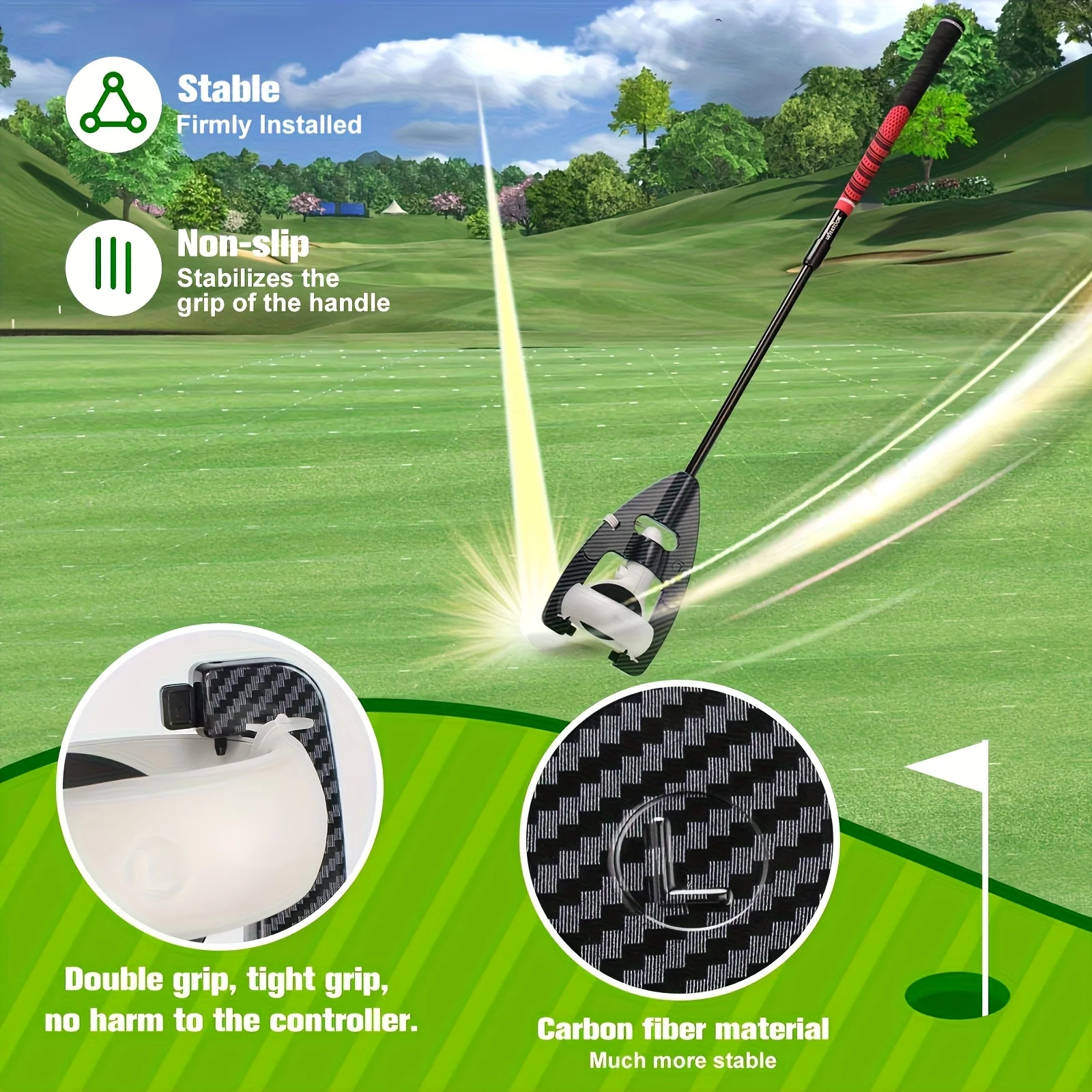 Meta Quest 2 palos de golf VR dedicados con sensación de giro real, longitud ajustable, controlador universal para mano 