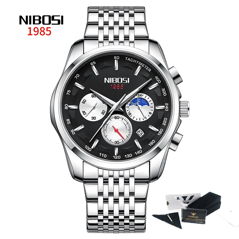 NIBOSI 2022 Relogio Masculino Fashion Brand Luxury Mens Watches Stainless Steel Waterproof Sports Quartz Men Watch For Gift Box 