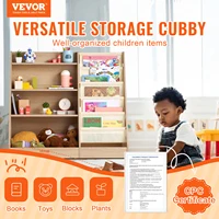 VEVOR 4-Tier Kids Wooden Bookshelf Six-Layer Sling Bookcase Baby Storage Book Rack for Kids Room Playroom Kindergarten Nursery 2